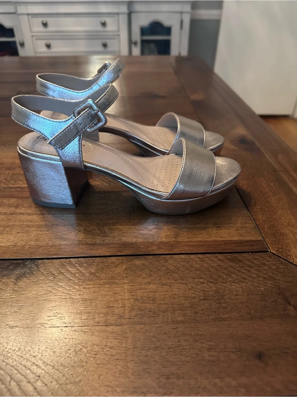 Life Stride Gold Metallic Platform Block Heel Sandals